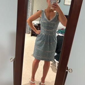 Elegant Blue Lace Dress